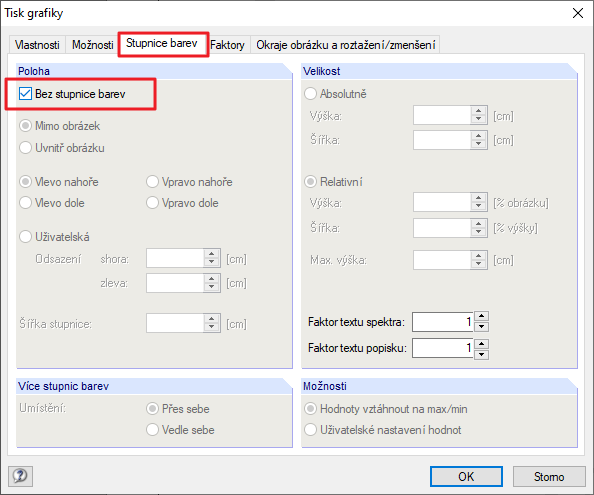 Skrytí stupnice barev