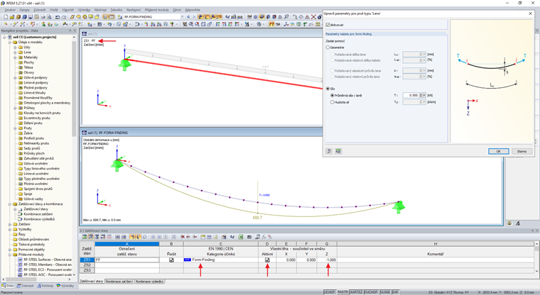 Zatěžovací stav s kategorií účinků "Form-finding"