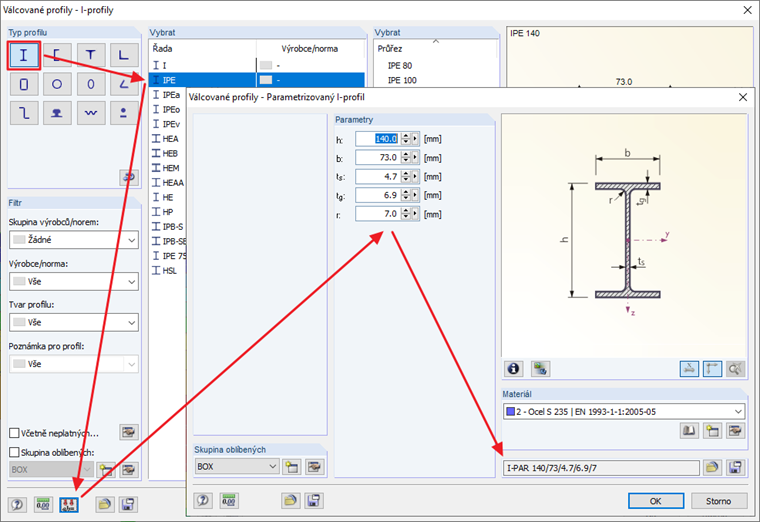 Zadání parametrického průřezu