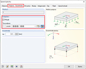 Dialog "Upravit plochu" s definicí podpory