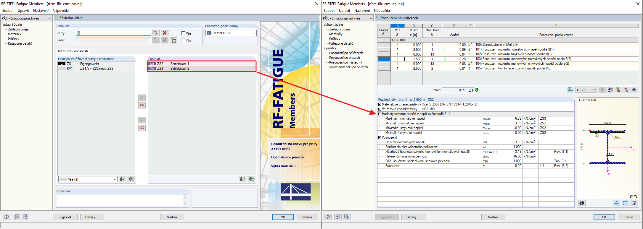 Napěťový cyklus bez zohlednění zatěžovacího stavu s vlastní tíhou