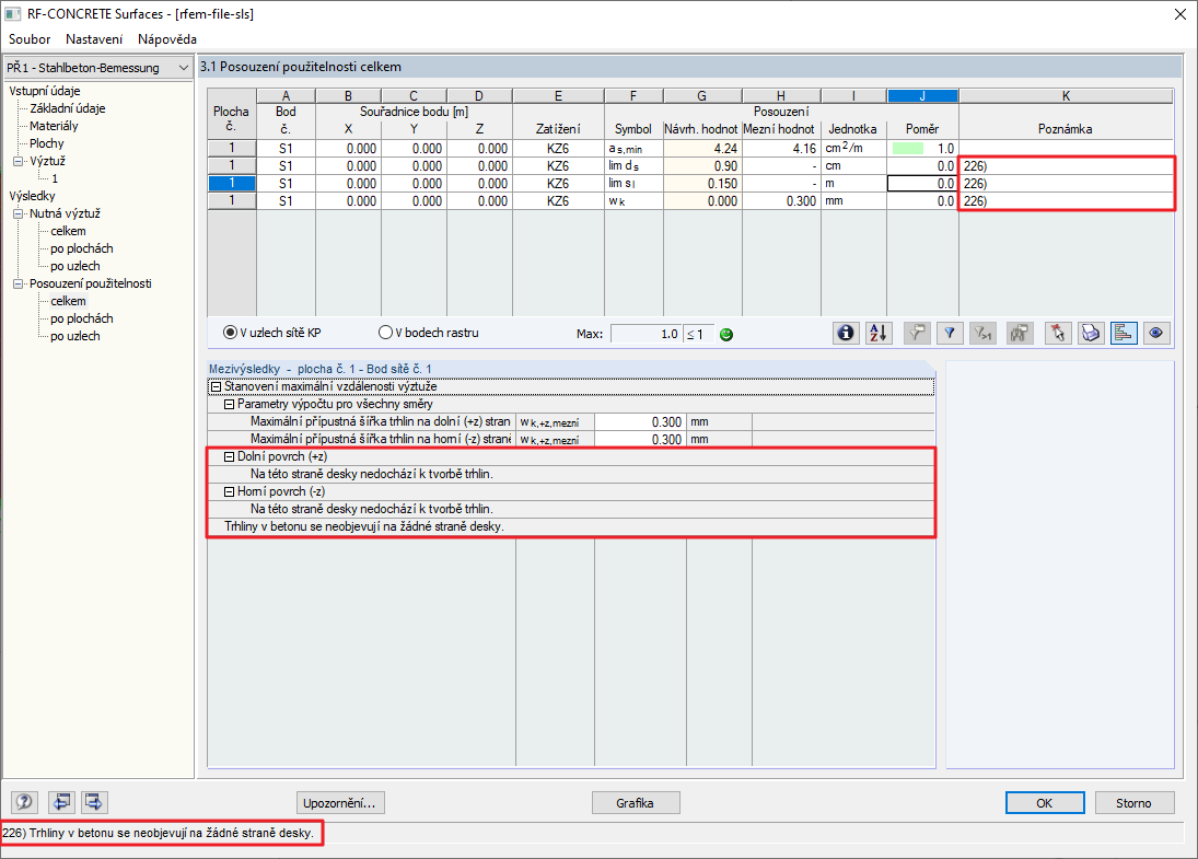 Zpráva č. 226 ve výsledkových tabulkách RF-CONCRETE Surfaces