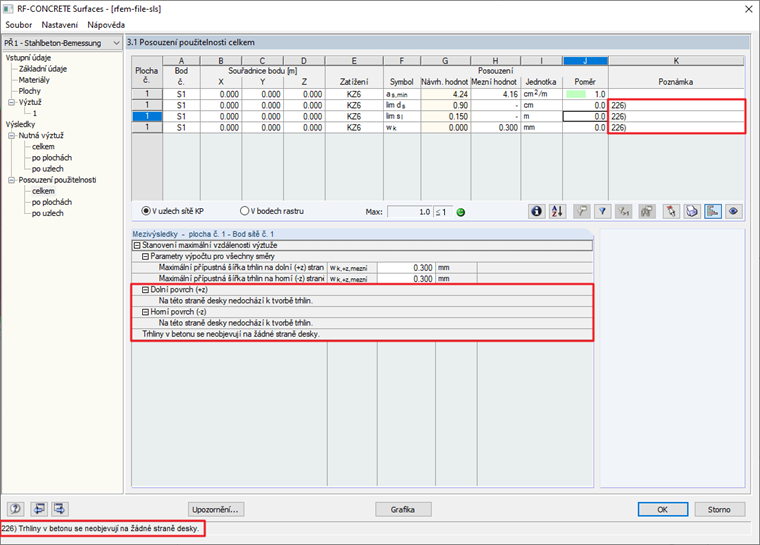 Zpráva č. 226 ve výsledkových tabulkách RF-CONCRETE Surfaces