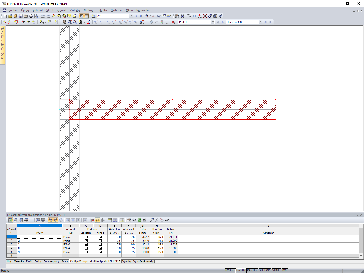 Přímé připojení výztuhy k poli boulení