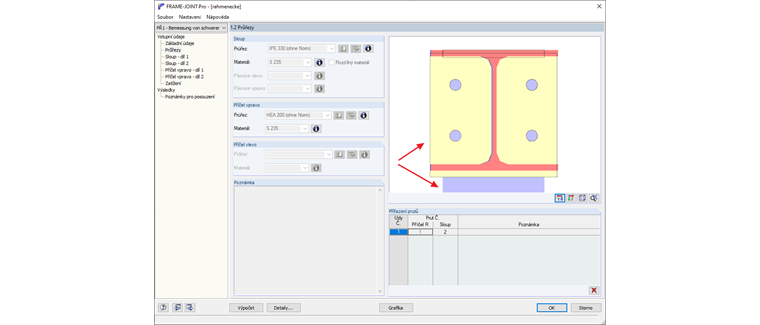 Grafické znázornění přípoje