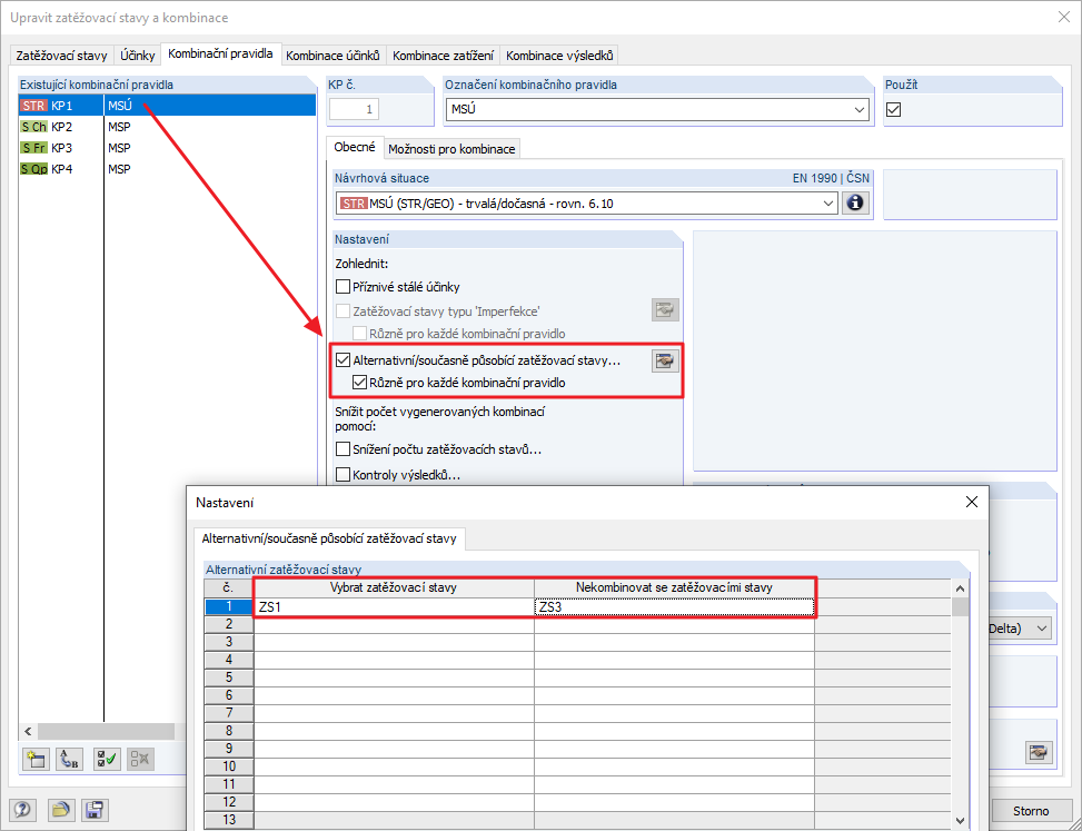 Vyloučení zatěžovacího stavu Teplota pro MSP