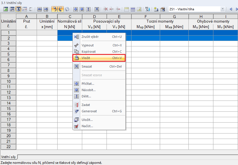 Vložení schránky do programu SHAPE-THIN