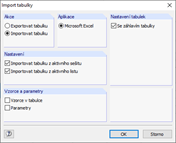 Tabelle importieren Dialog