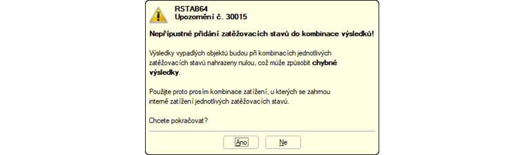 Upozornění programu RFEM