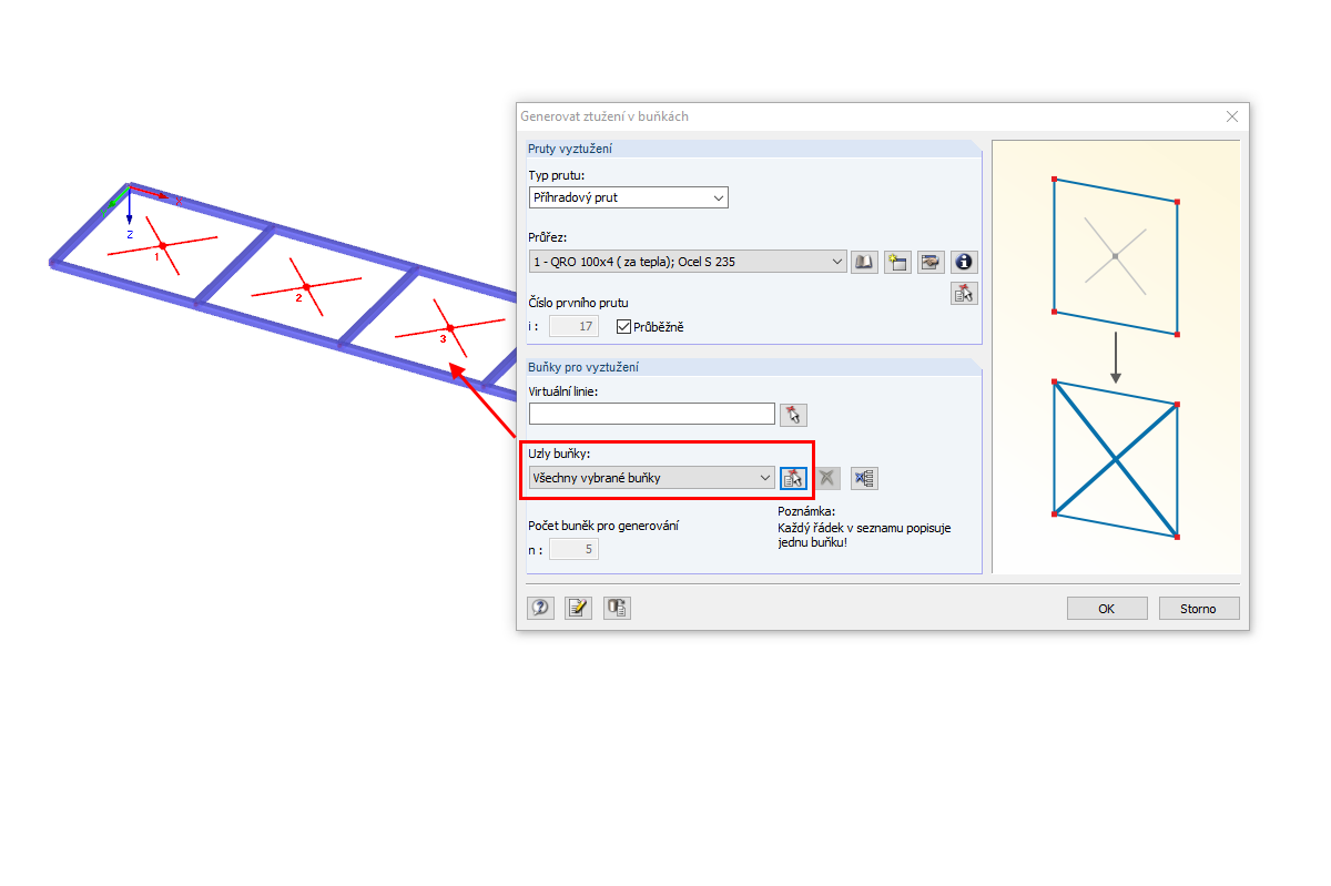 Ztužení v buňkách