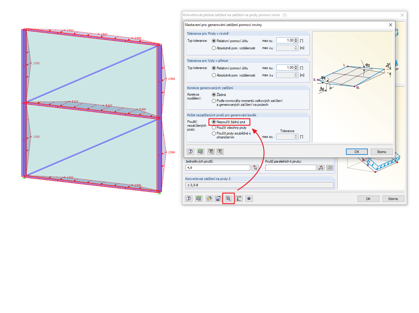 Symetrický průběh zatížení na prut