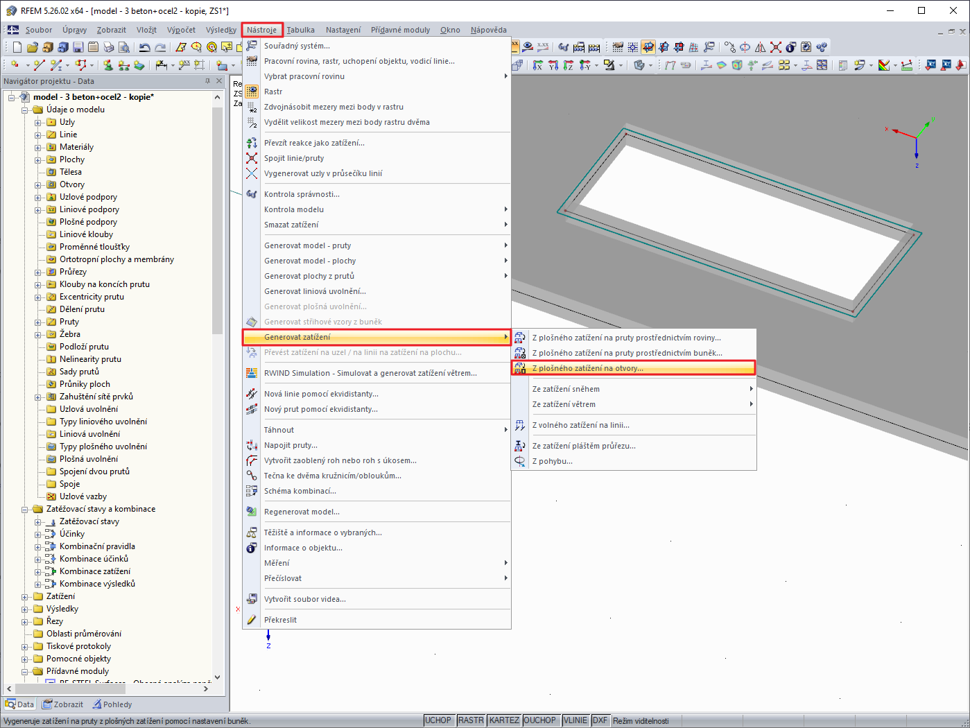 Vygenerujte zatížení.