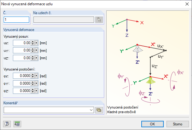 Vynucená deformace podepřených uzlů