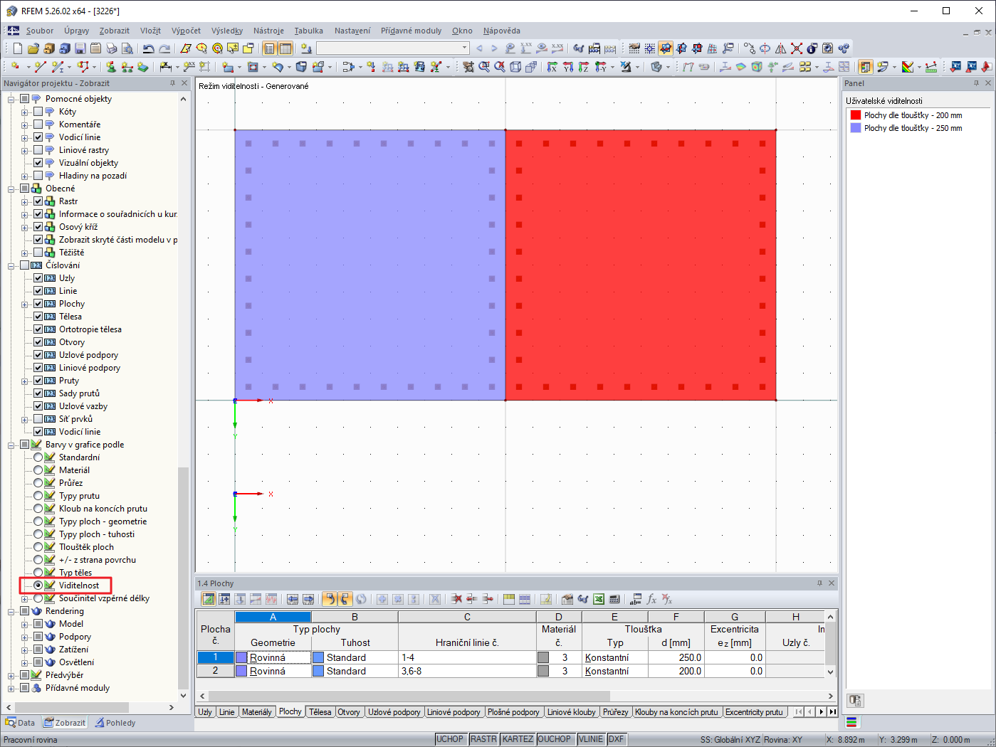 Navigátor projektu - Zobrazit: Barvy v grafice podle viditelnosti
