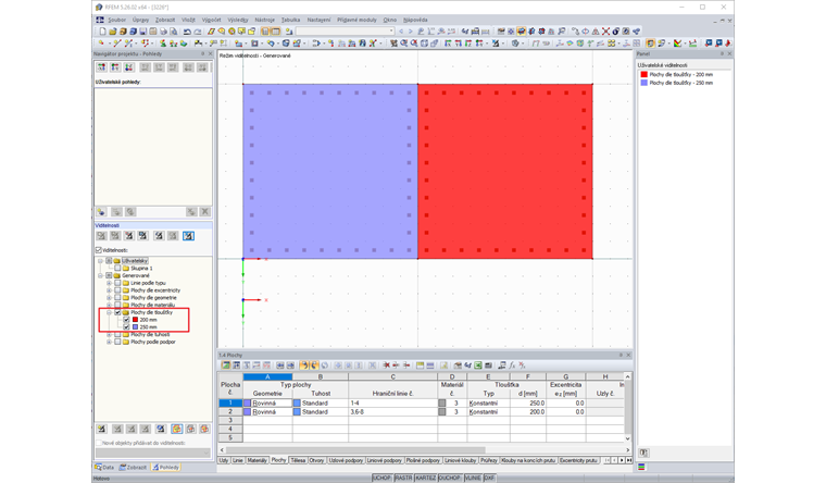 Navigátor projektu - Pohledy: Viditelnost pomocí ploch pomocí podpor