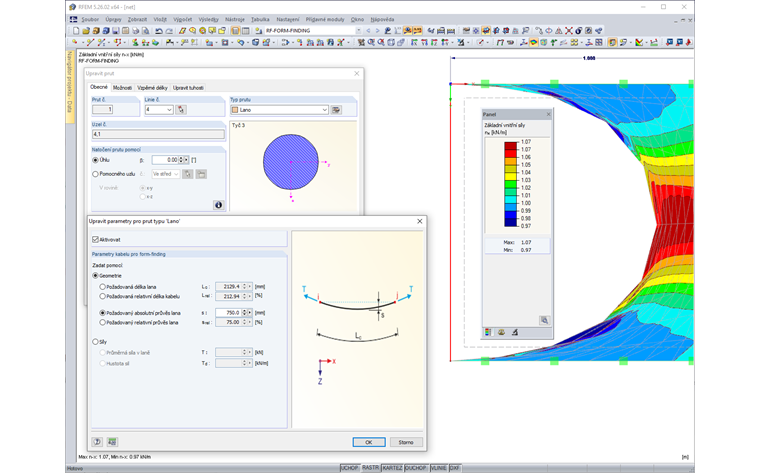 Nevhodné nastavení form-findingu
