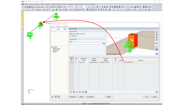 Hinweismeldung im Zusatzmodul JOINTS bezüglich der Stablänge
