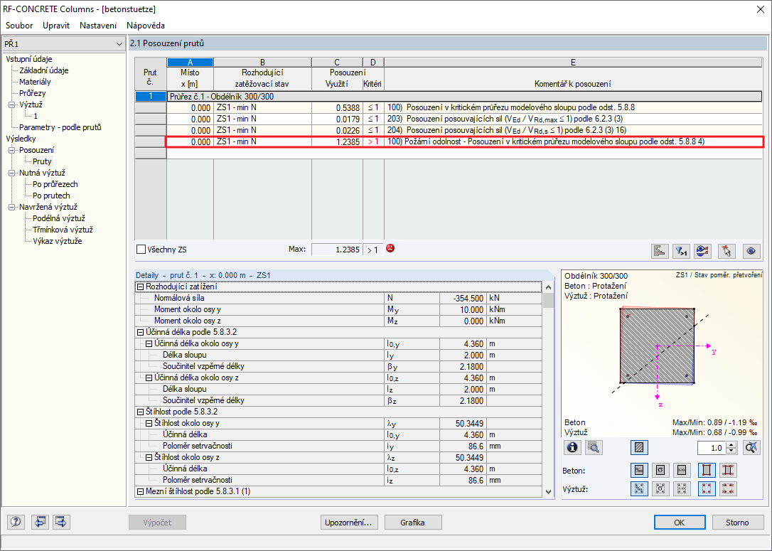 Posouzení požární odolnosti v přídavných modulech CONCRETE a RF-CONCRETE Members