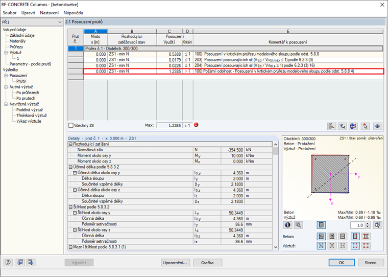 Posouzení požární odolnosti v přídavných modulech CONCRETE a RF-CONCRETE Members
