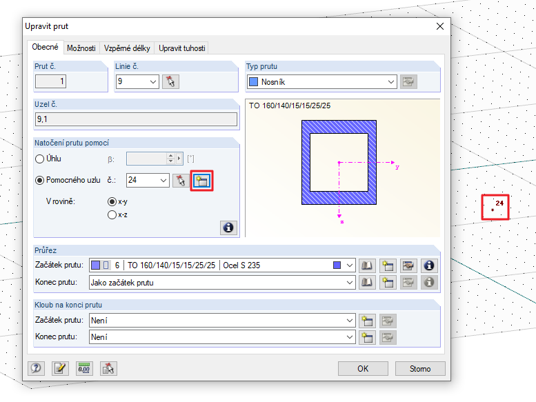 Možnost "Vytvořit nový uzel a ten použít jako pomocný"