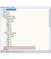 Navigátor výsledků pro podporové reakce