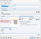 Dialog se základními údaji o modelu a nastavením typu modelu