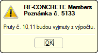 Poznámka č. 5133 - Pruty budou z výpočtu vyloučeny