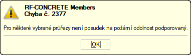 Chyba č. 2377 - Posouzení požární odolnosti nelze provést