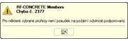 Chyba č. 2377 - Posouzení požární odolnosti nelze provést
