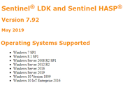 Podporované operační systémy Sentinel LDK 7.92