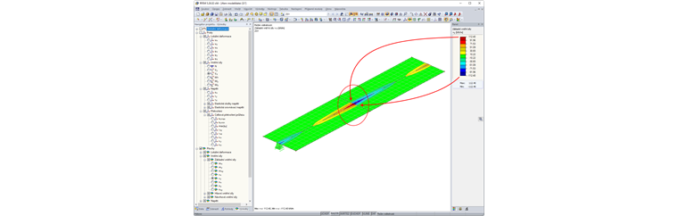 Základní vnitřní síly vy pro dílčí plochu před a za podporou