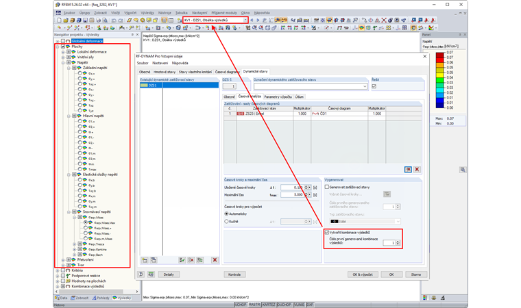 Zobrazení výsledků v exportované kombinaci výsledků