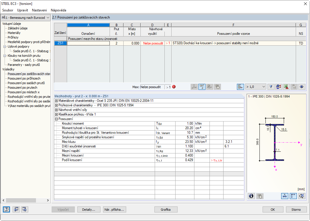 Upozornění při namáhání kroucením