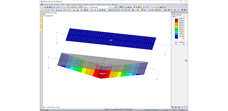 Deformace konstrukce odpovídající chybovému hlášení na Obrázku 03