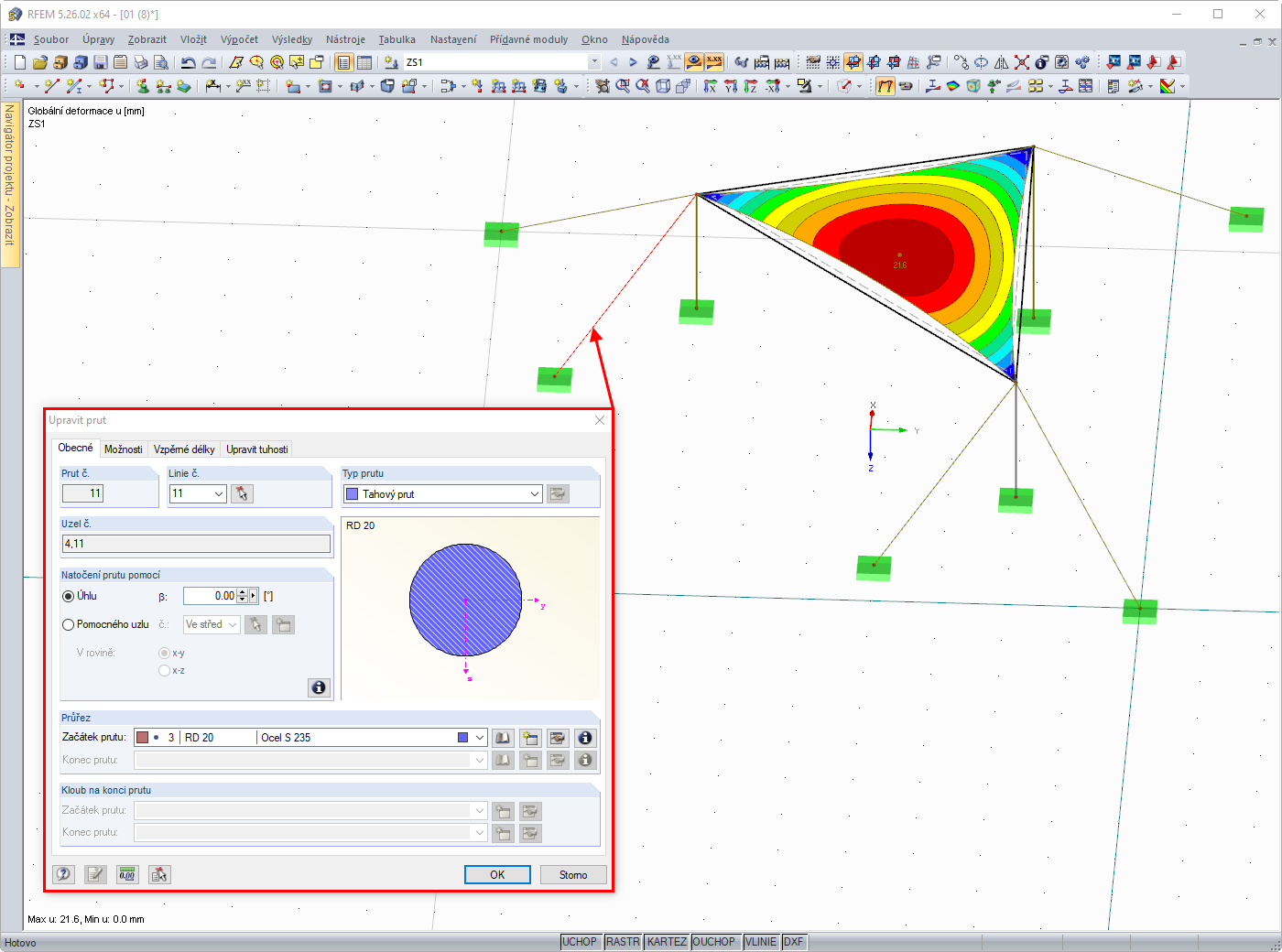 Guy Wire jako Nepředpjatý tahový prut
