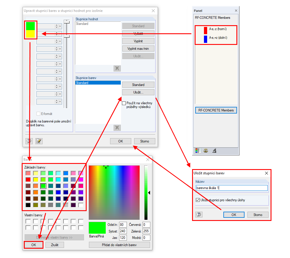 Panel - Úprava stupnice barev