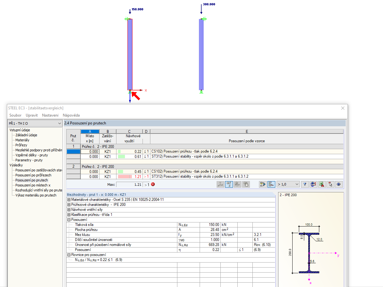 Posouzení stability v přídavném modulu RF-/STEEL EC3