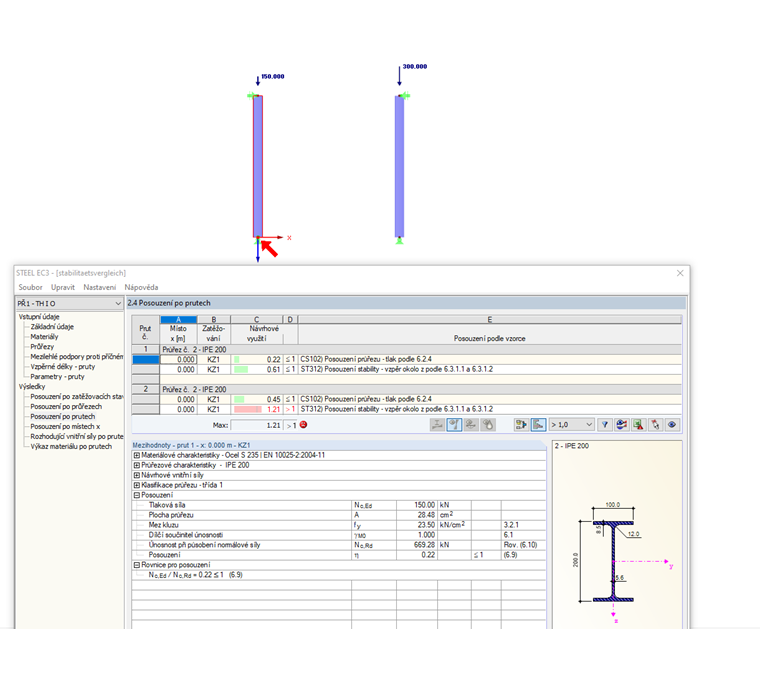 Posouzení stability v přídavném modulu RF-/STEEL EC3