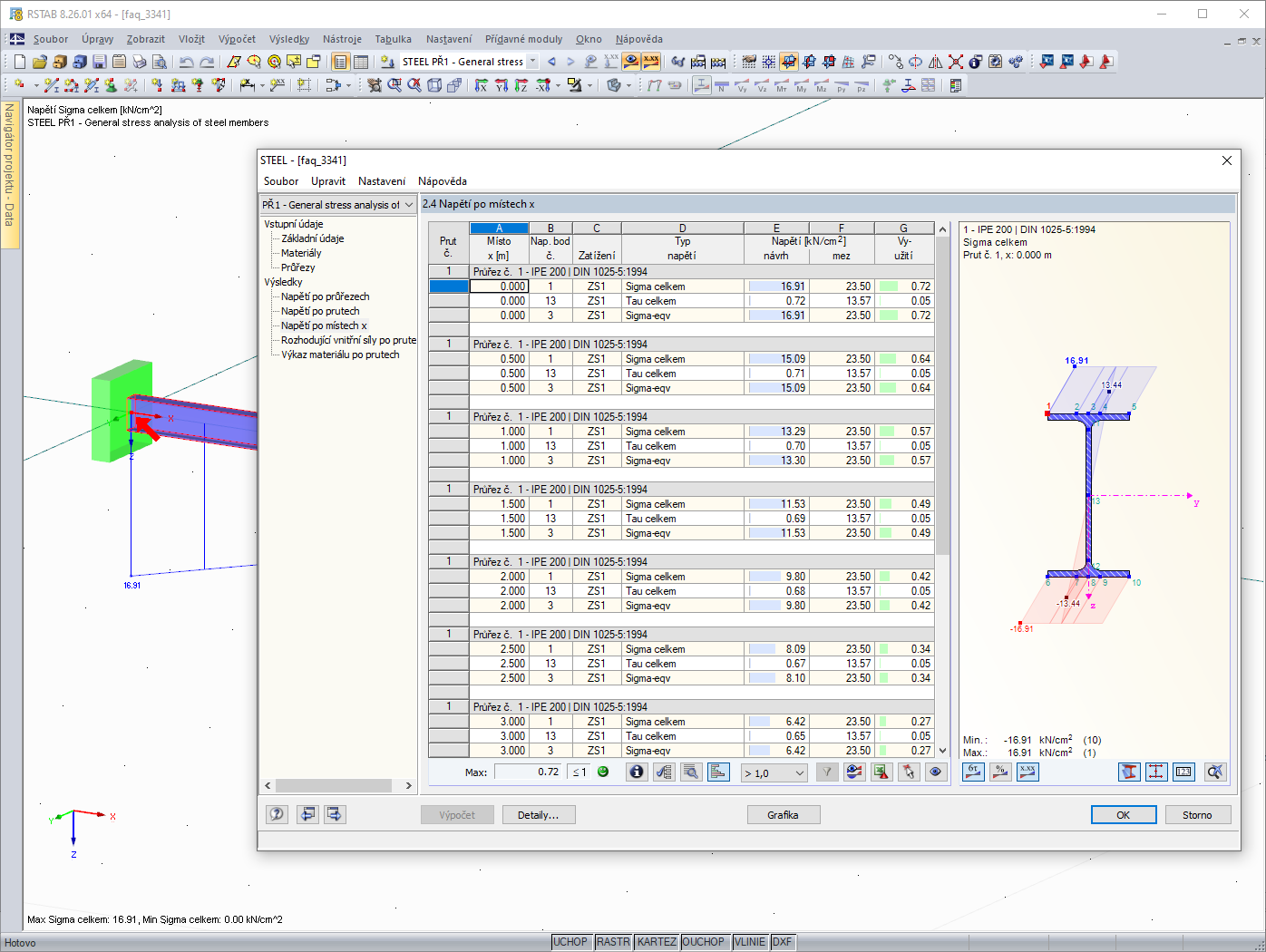 Spannungsermittlung in RSTAB mit dem Zusatzmodul STAHL