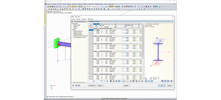 Spannungsermittlung in RSTAB mit dem Zusatzmodul STAHL