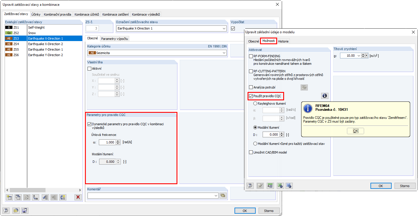 Aktivace pravidla CQC v základních údajích