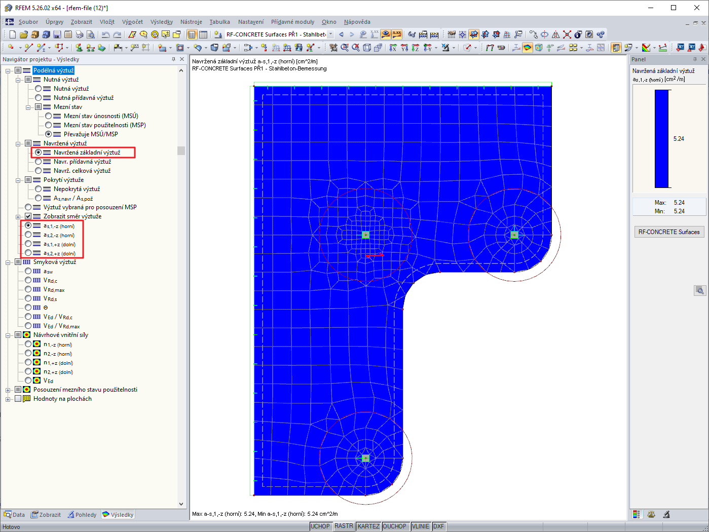 Grafická kontrola navržené výztuže
