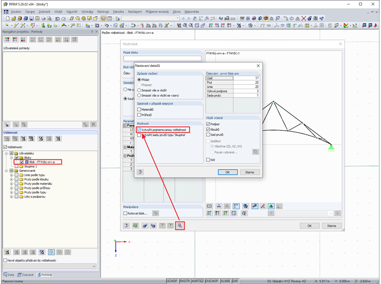 Správce bloků: Vytvořte pojmenovanou viditelnost