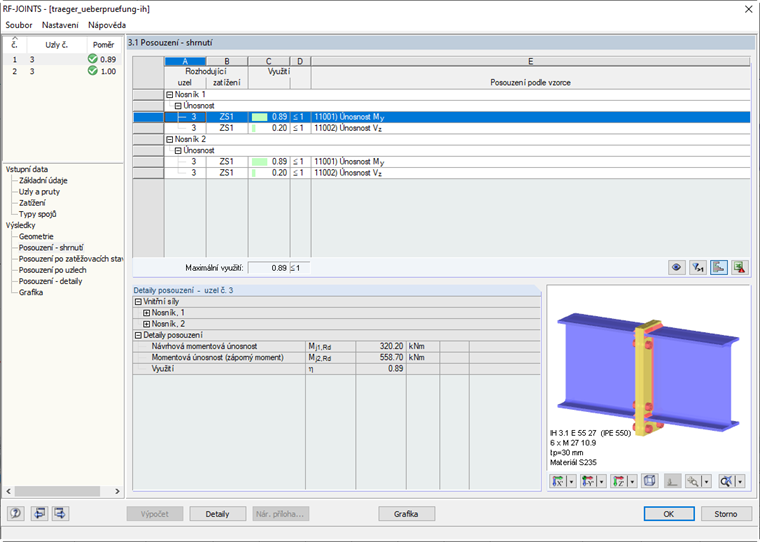 Posouzení v RF -JOINTS Steel - DSTV