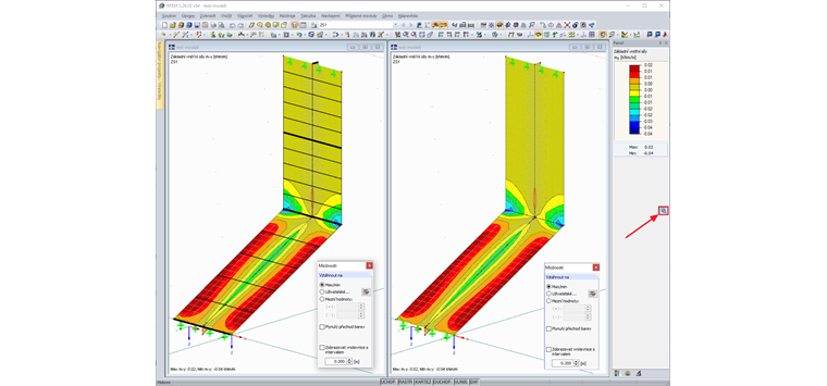 Aktivace/deaktivace vrstevnic ve výsledcích pro plochu