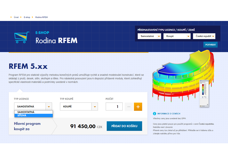 Ceny síťových licencí v e-shopu