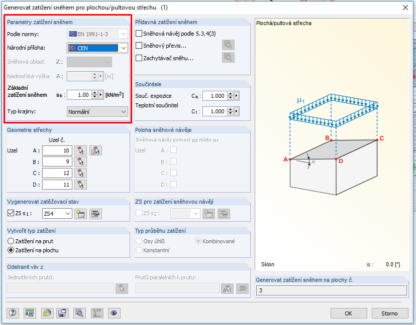 Při výběru obecné přílohy normy EN 1991-1-3 lze zadat libovolnou hodnotu zatížení.