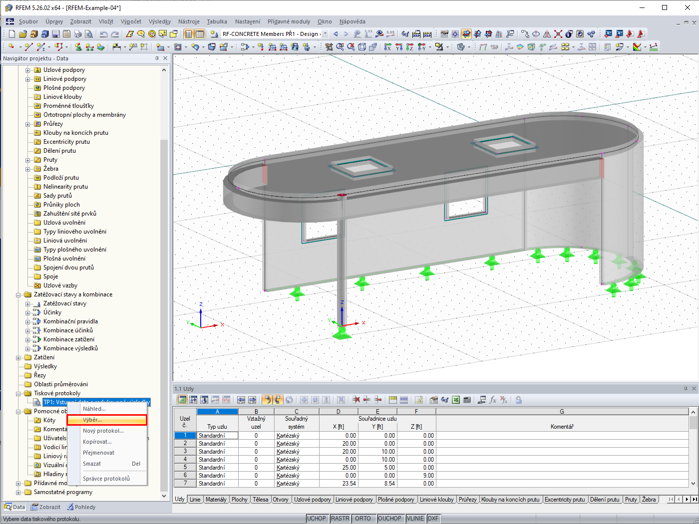 Místní nabídka tiskového protokolu