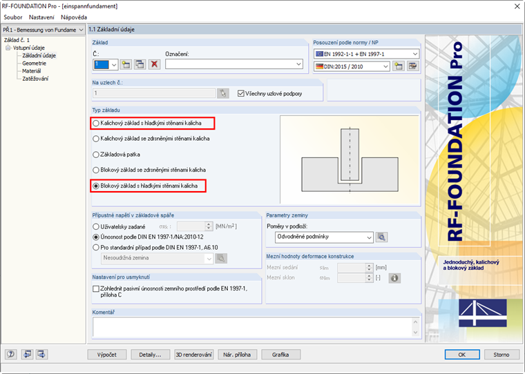 Výběr typů základů