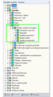 Nastavení pro vyhlazení vnitřních sil na plochách v programu RFEM